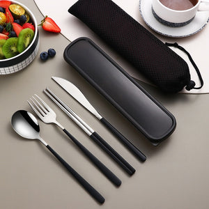 Portable Travel Utensil Set, Reusable Stainless Steel Set with Case
