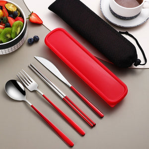 Portable Travel Utensil Set, Reusable Stainless Steel Set with Case