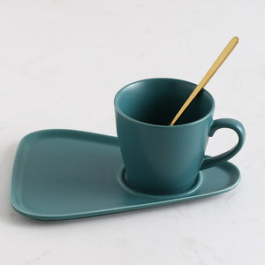 Ceramic Coffee Mug And Tray Set