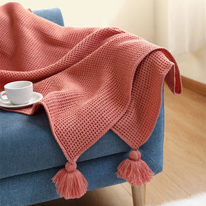 Waffle Knitted Throw Blanket